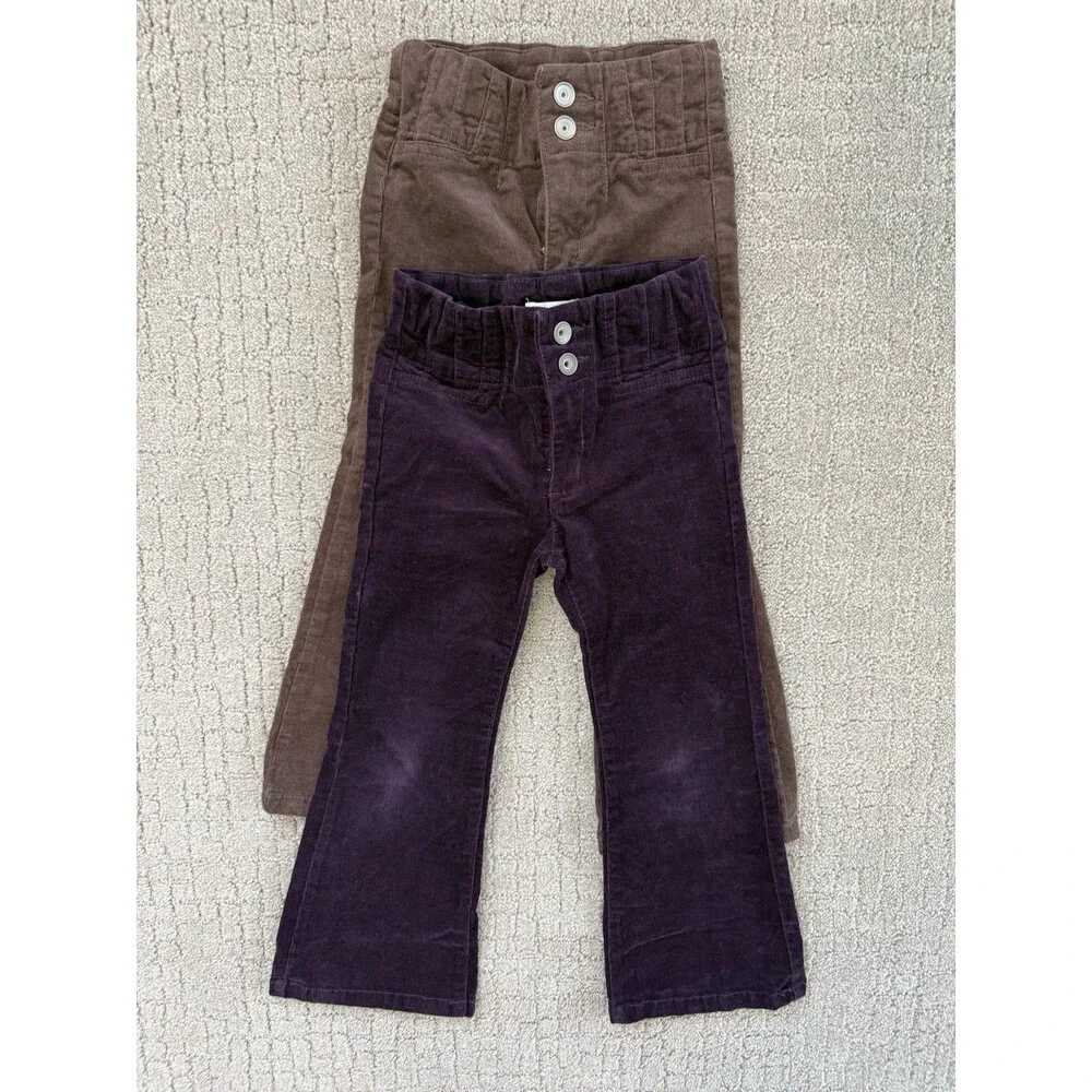 The Children’s Place Girls Corduroy Flare Pants Size 4 Brown & Purple 2 Pairs